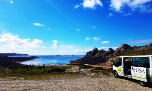 Ouessant, tour de l'ile ,cote sauvage, nord, journée, balade, yusin, Eusa découverte, ile d'Ouessant, phare, plage, minibus 8 places