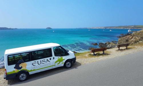 Baie de Lampaul , plage de Korz , ile d'Ouessant , Eusa découverte , tour de l'île , minibus de 8 places